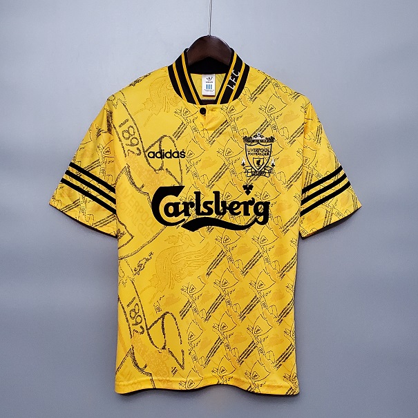 AAA Quality Liverpool 95/96 Away Yellow Soccer Jersey